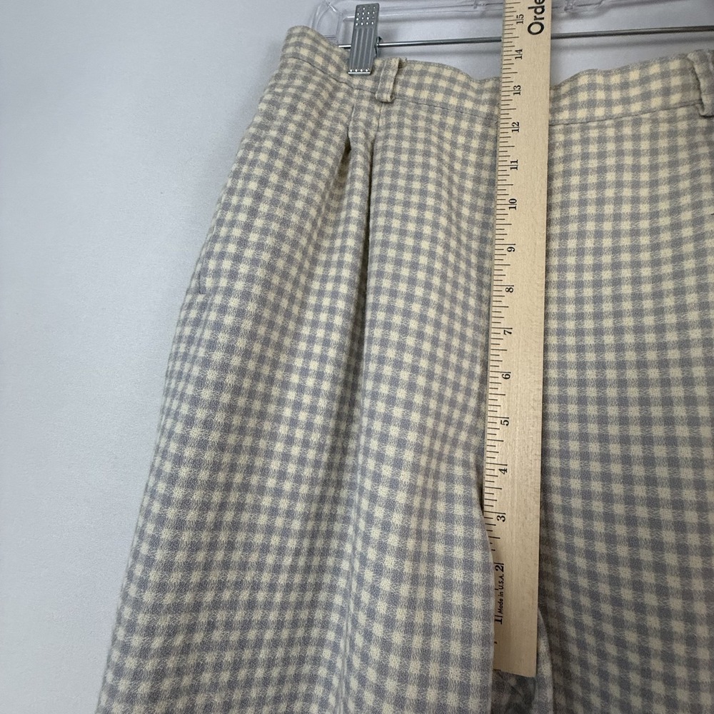 Christian Dior Trousers Womens 12 Gray Gingham Wool Pleated High Rise Vintage - Picture 7 of 14
